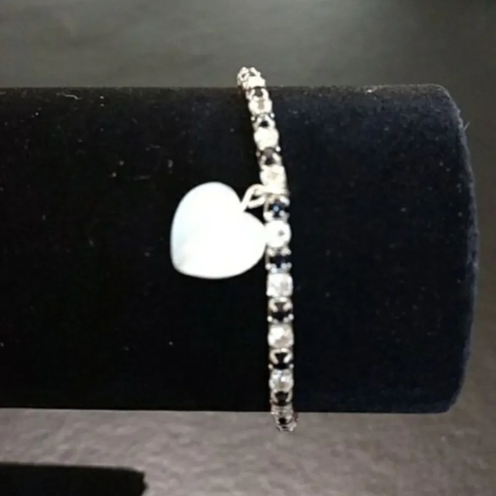 Heart Charm Bracelet with Rhinestones 6.75